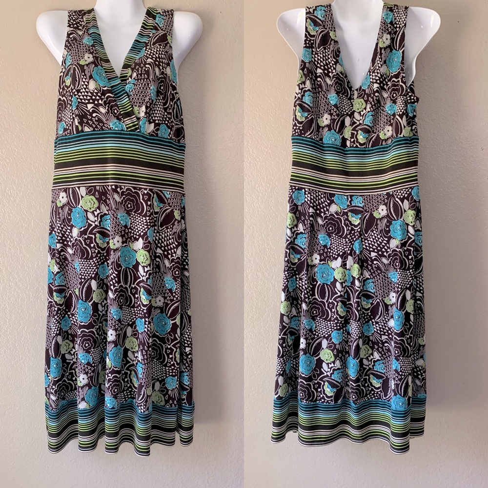 RABBIT RABBIT RABBIT Retro Y2K Floral Empire Waist Sleeveless Midi Dress Size 10 - Picture 3 of 7